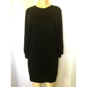 Jil Sander Black Dress Mini Shift Tunic 3/4 Sleeve